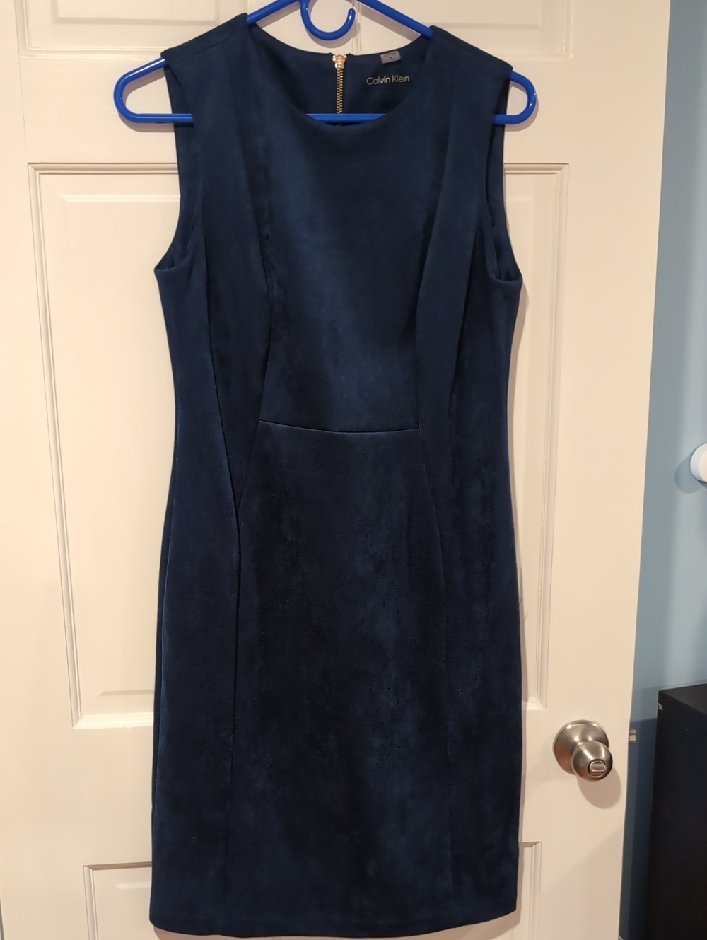 Calvin Klein Dark Blue/Teal Sleeveless Sheath Dress